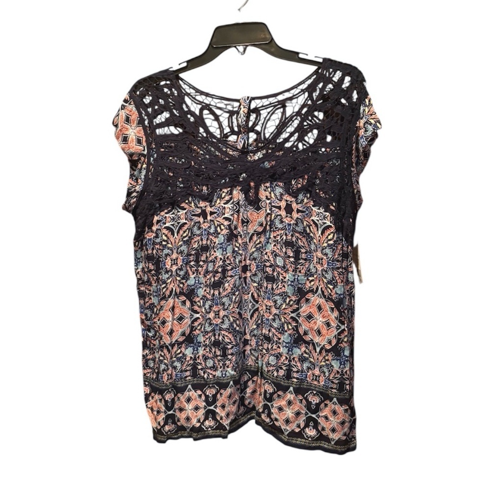 Hannah Cap Sleeve Crochet Lace Top Large NWT